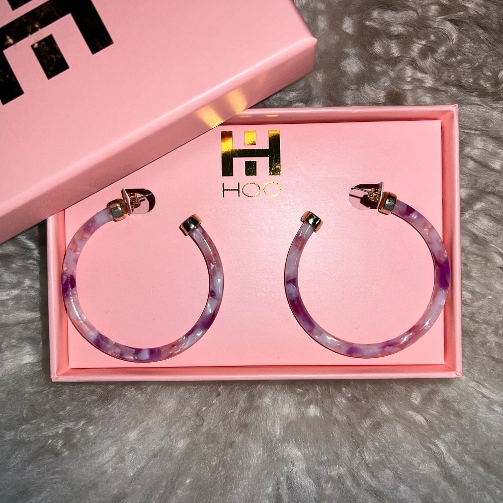 Hoo Hoops 2" Hoop Earrings - Marbled Orchid